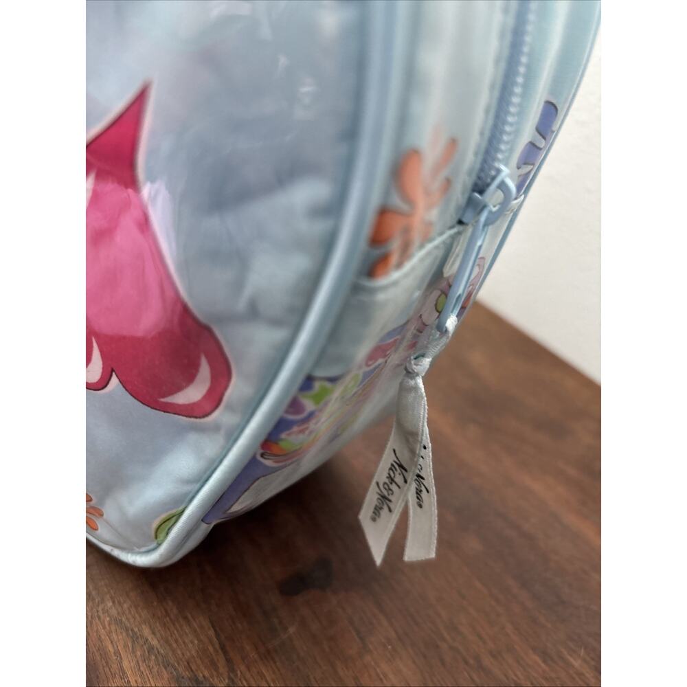 NICK & NORA Lunch Bag Cooler Bag Travel Make Up Peace Love Happiness Retro Blue - Picture 2 of 6